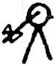 Einfach gezeichnete, junge Strichweibchen-Comicfigur "Susi" ohne Hals, ohne Ohren und mit langem Haarzopf und Schleife